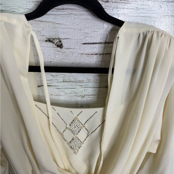 Vintage Cream Midi Dress with belt size 8 Edie johne made in Canada - Picture 7 of 10